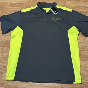 Nike Golf DriFit Charcoal Gray & Neon Yellow Polo Shirt w/Patron Logo - Size 3XL